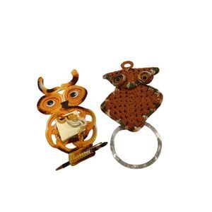 Vintage Crochet Owl Notepad & Towel Holders